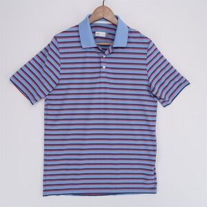 KJUS Luis Polo Shirt Mens 48 S Blue Striped Short Sleeve Golf Performance Quick